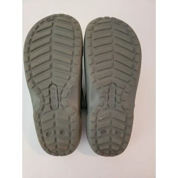 Mens Lined Classic Crocs M13 Gray Faux Fur Clog Shoes - Picture 6 of 9